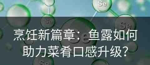 烹饪新篇章：鱼露如何助力菜肴口感升级？